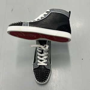 Christian Louboutin 43(10) studded front textured hi top sneakers made in Italy
